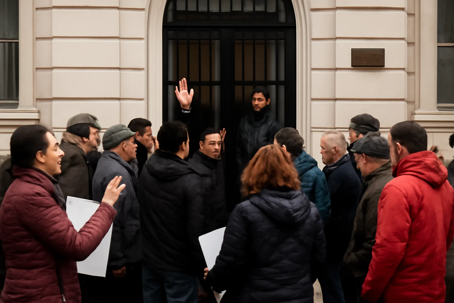 Acces refuzat unor persoane la Prefectura Argeș din Pitești, în urma unei acțiuni din 13 februarie