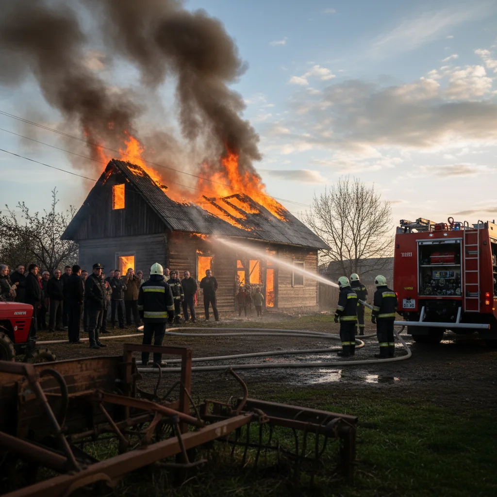Incendiu la o anexă gospodărească în comuna Valea Danului, intervenție dificilă pentru pompieri