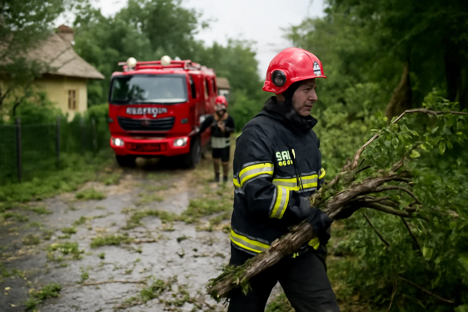 Intervenții ale pompierilor în urma furtunii de noapte la Pitești, Mioveni și Mihăești