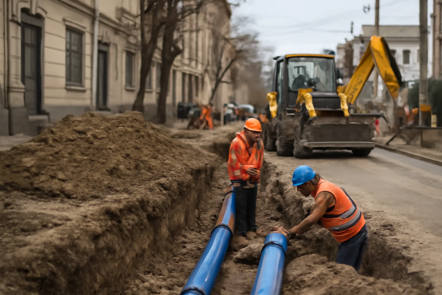 Lucrări ample la rețelele de apă și canalizare în zona centrală a municipiului Pitești