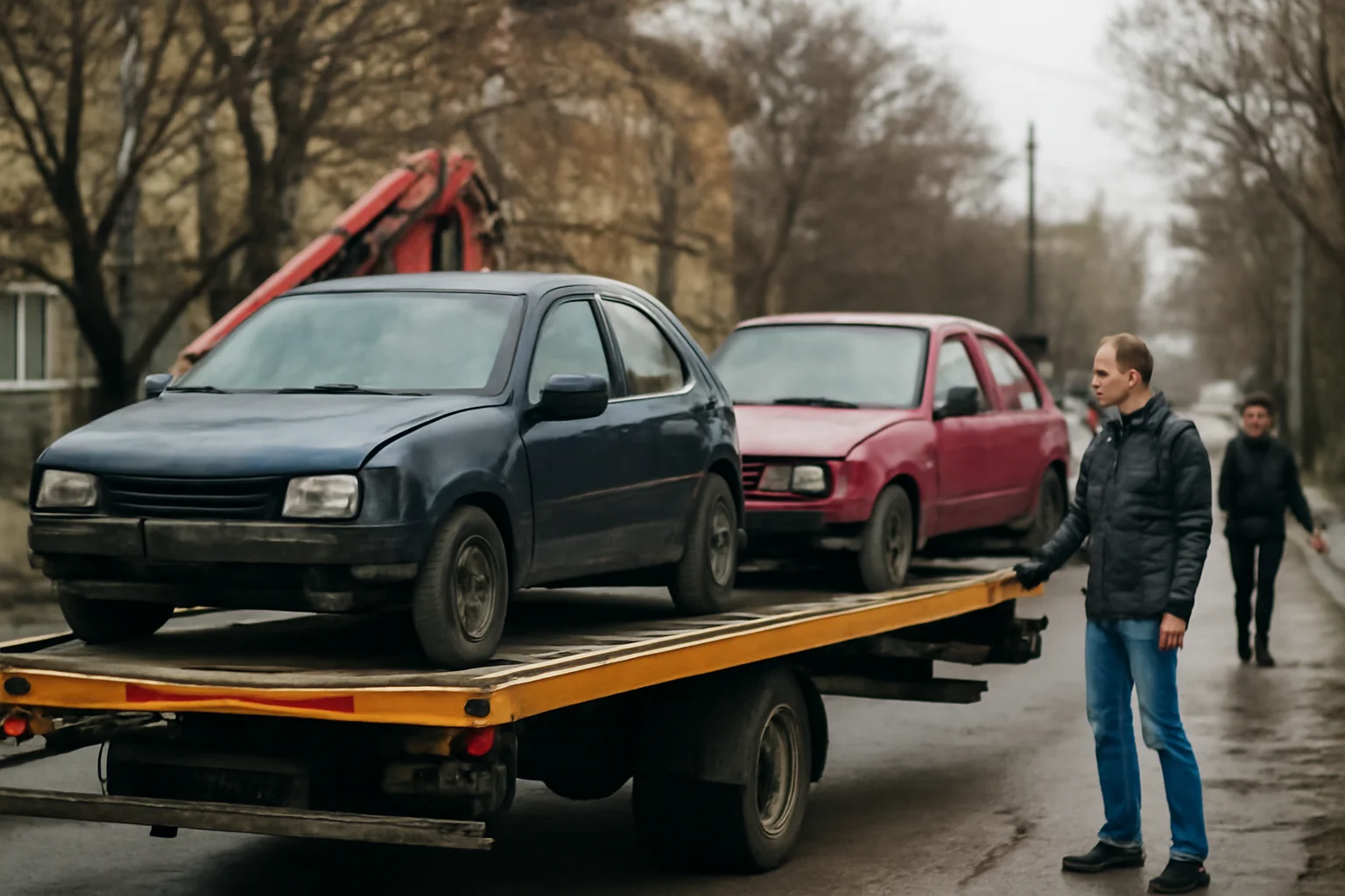 Mașini abandonate ridicate de pe domeniul public în Pitești, pe strada Depozitelor