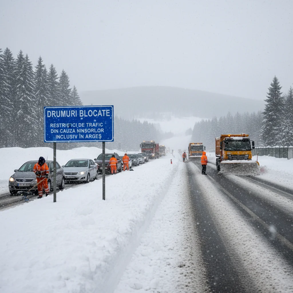 Ninsori abundente și restricții de trafic anunțate de Poliție; județul Argeș, inclus în avertizări – situația la Pitești
