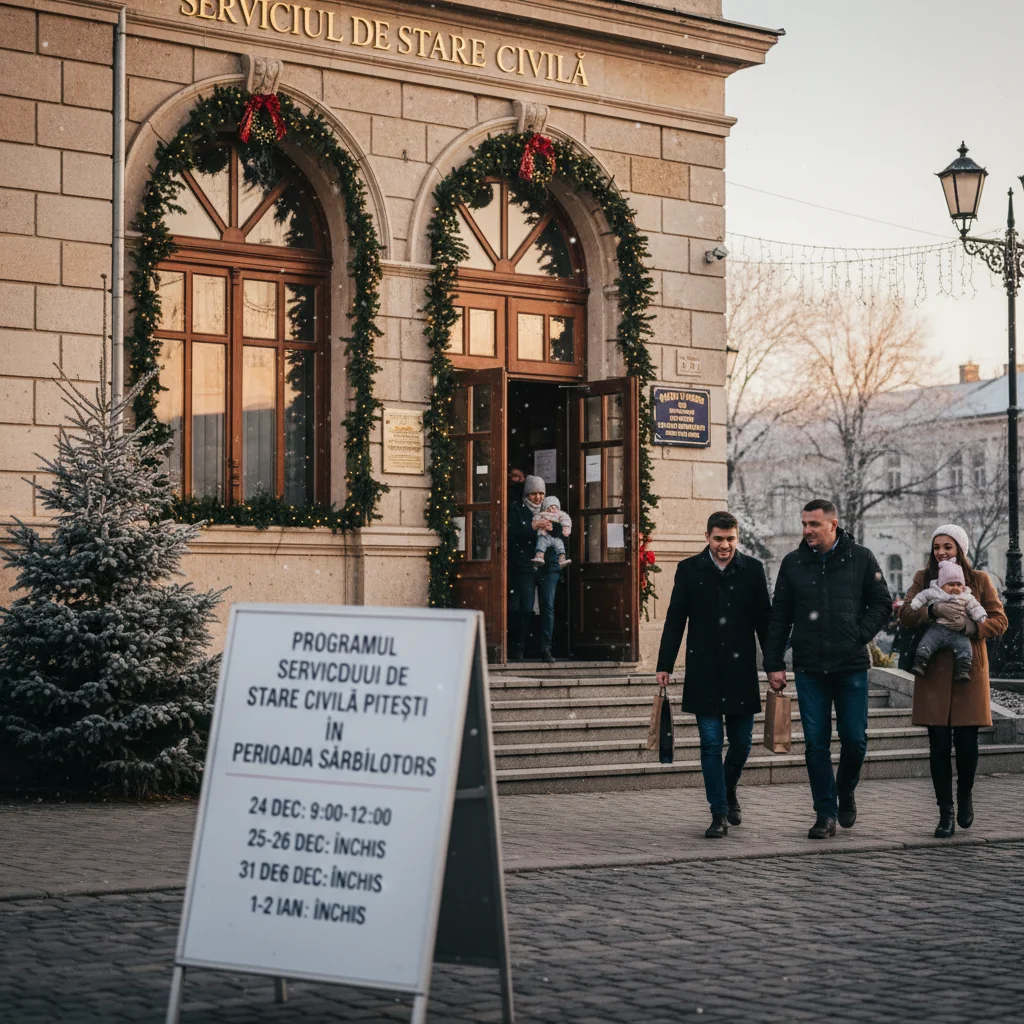 Program special la Starea Civilă Pitești pentru finalul lui 2025 și începutul lui 2026