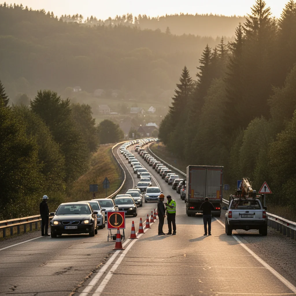 Trafic restricționat pe DN 7 la Pitești, în zona Drăganu, după răsturnarea unui autotren