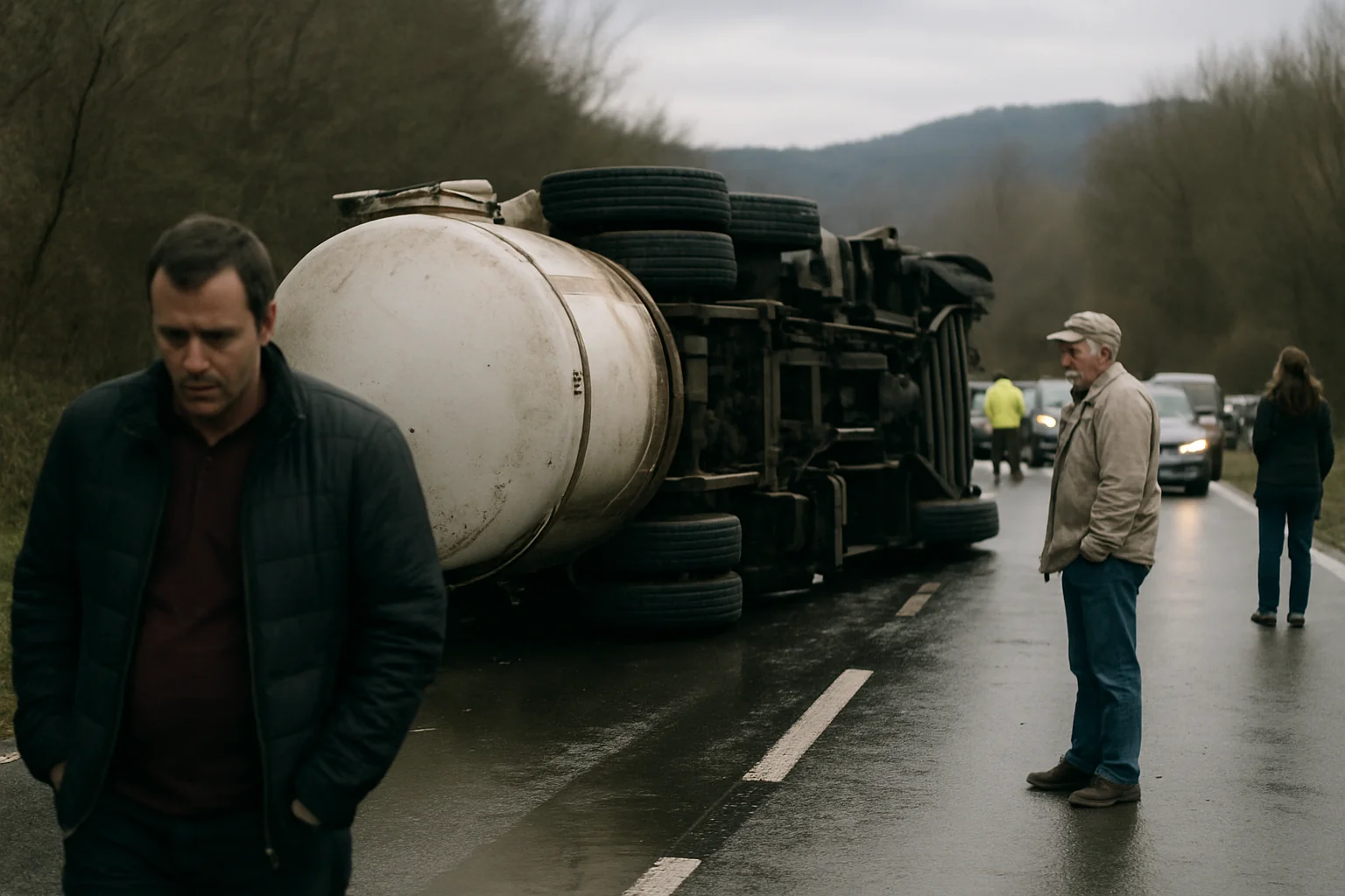 Accident cu cisternă pe DN7 Cotmeana: 7.000 litri benzină scurși