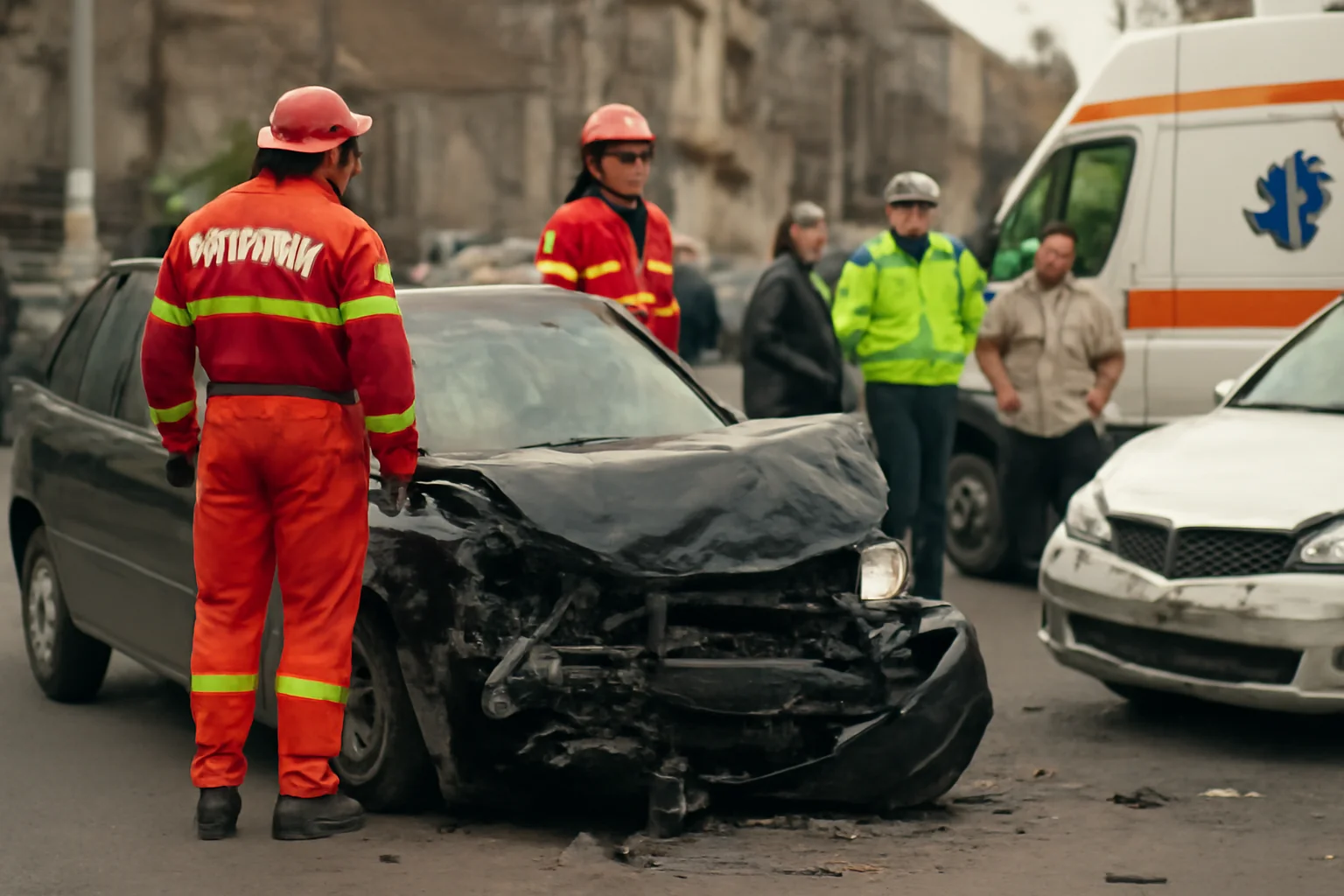 Accident grav cu trei răniți în Pitești, autoritățile intervin