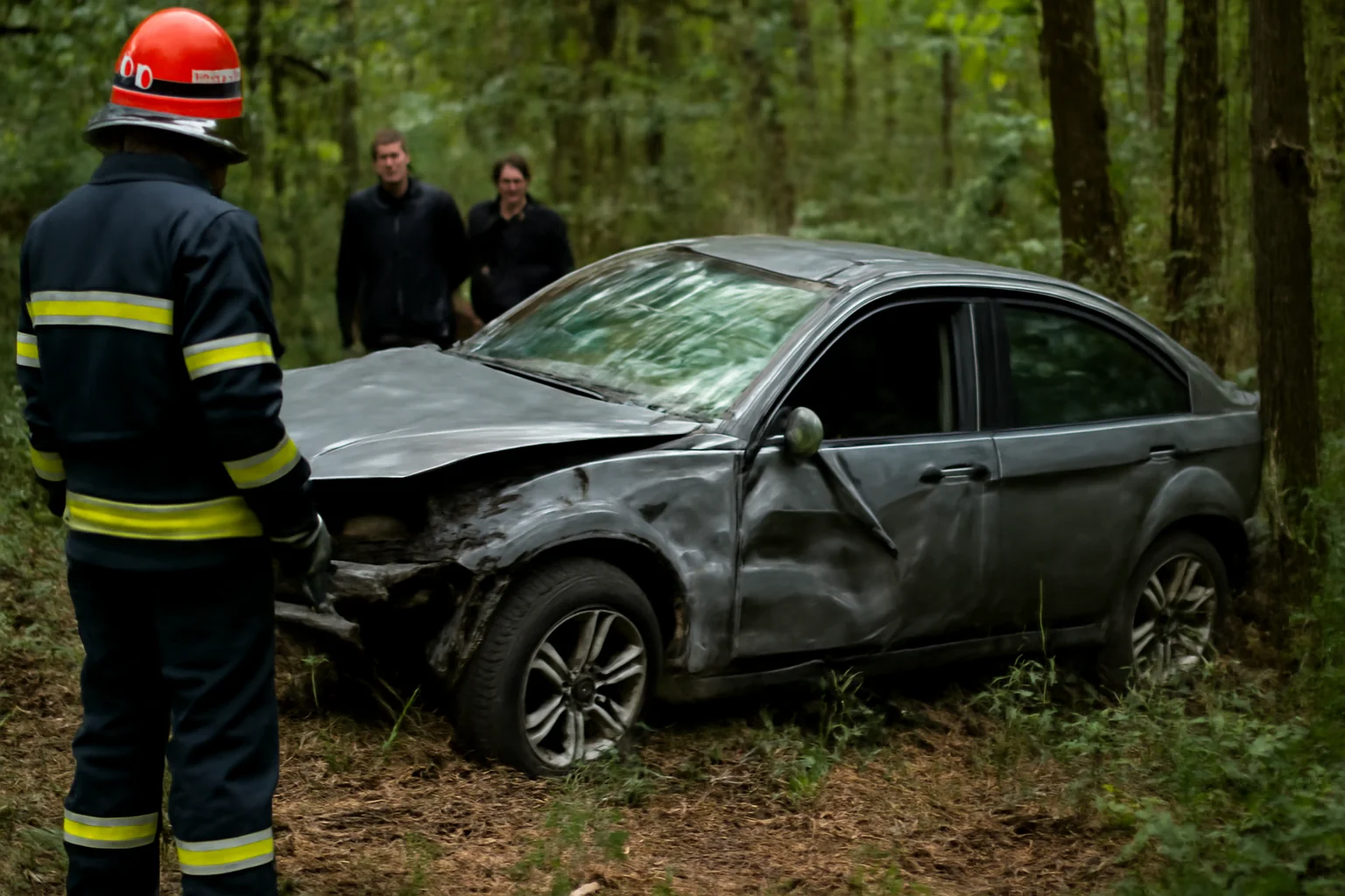Accident grav în Argeș: mașina a aterizat în pădure