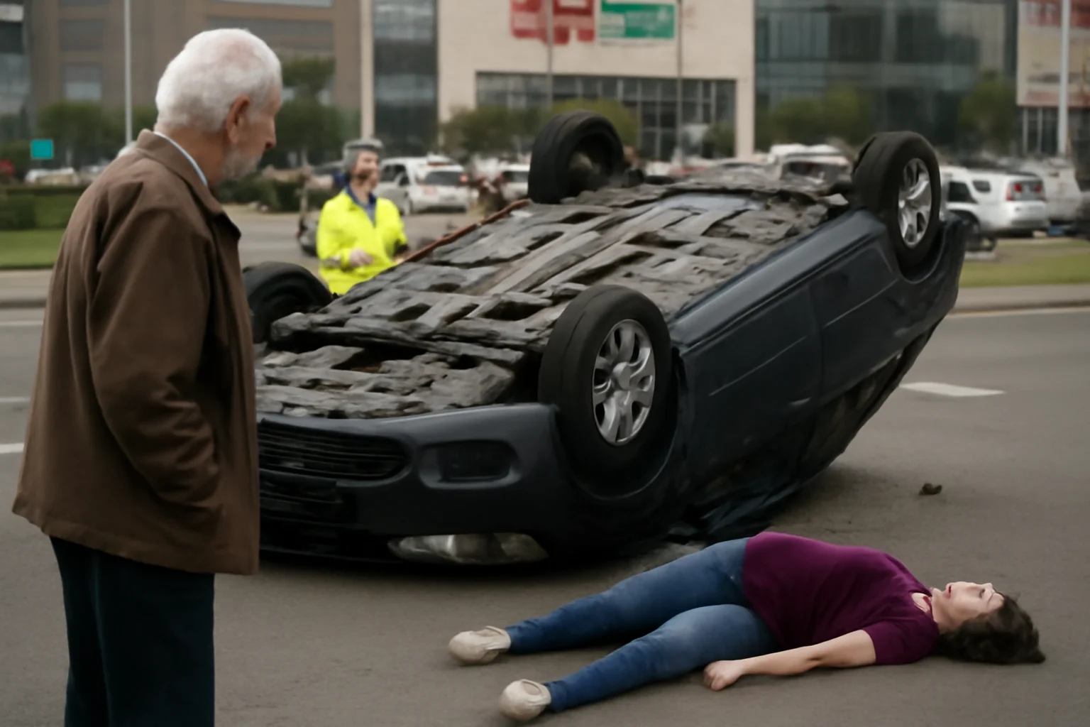 Accident grav la Argeș Mall: bărbat de 70 de ani răsturnat cu mașina