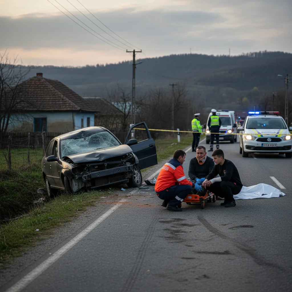 Accident rutier grav în Pitești: tată și fiu loviți de o mașină, șoferul este căutat de poliție