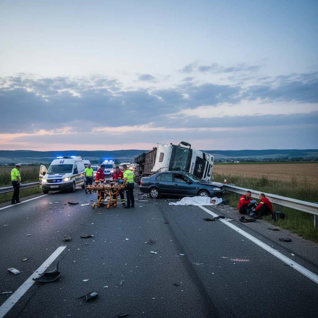 Accident rutier grav lângă Pitești, în Ajun de Crăciun: o persoană decedată și patru răniți