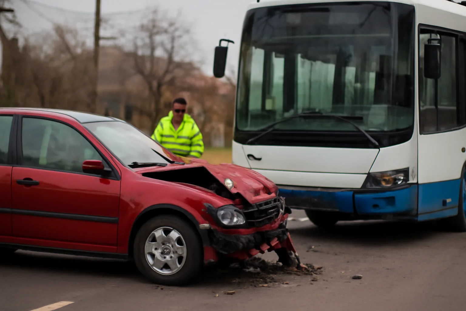Accident rutier în județul Argeș între un autobuz și un autoturism