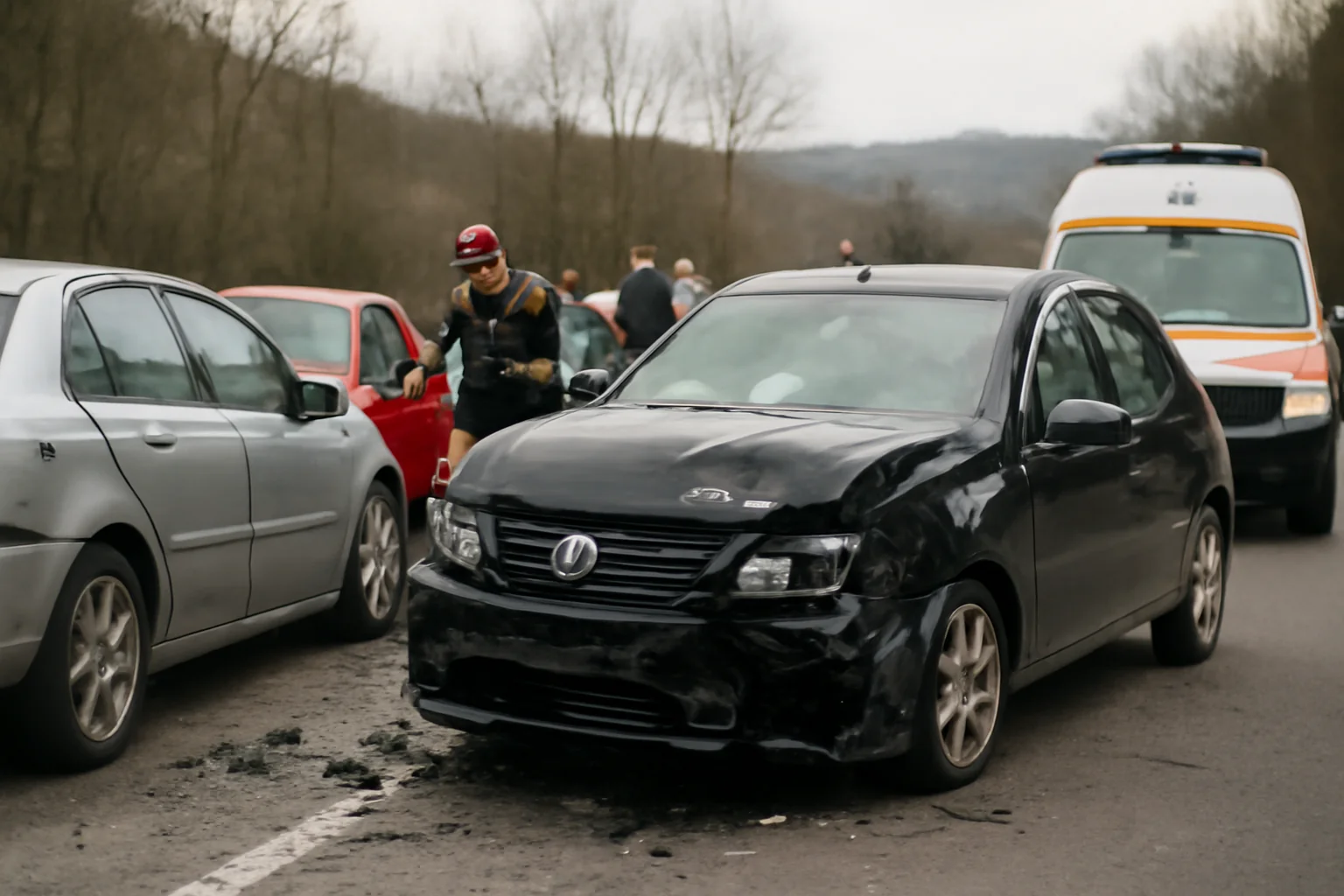 Accident rutier în lanț în Argeș, aproape de Pitești, soldat cu doi răniți