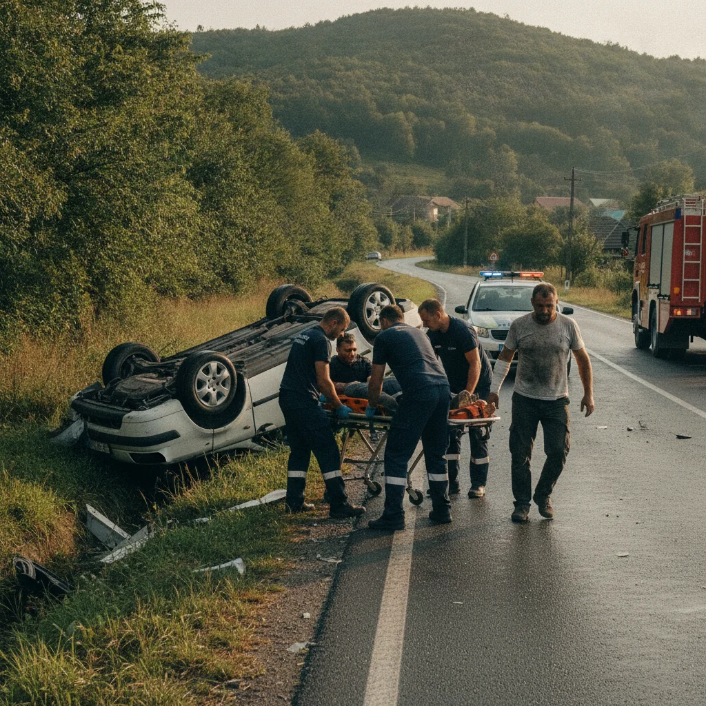 Accident rutier în Micești: Patru bărbați răniți, doi semiconștienți