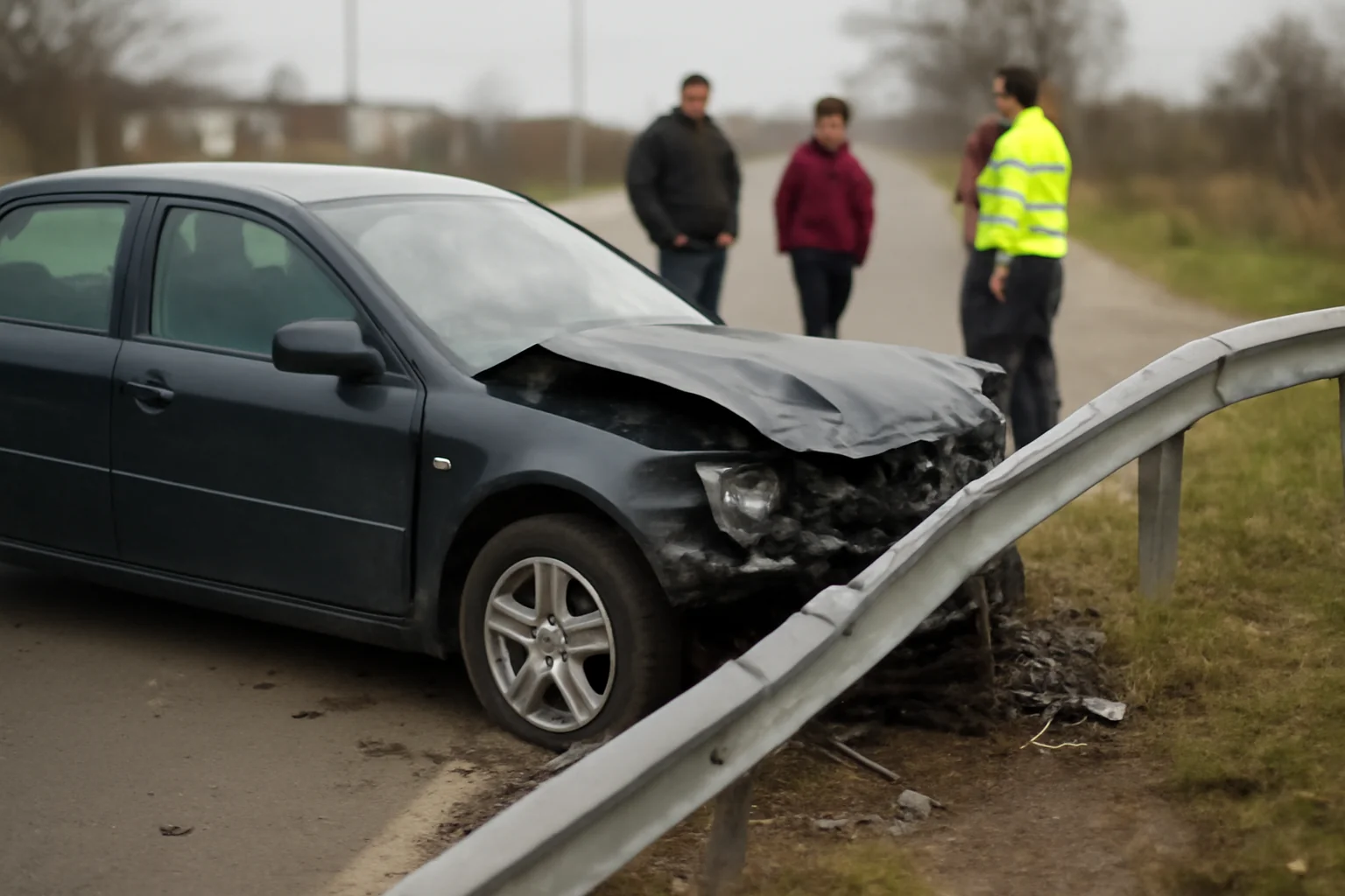 Accident rutier la Mioveni: autoturism intrat în glisieră în zona Podul Belului