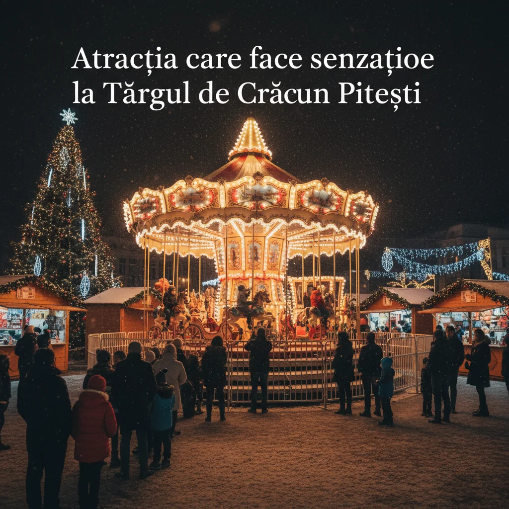 Atracția principală care încântă vizitatorii la Târgul de Crăciun din Pitești