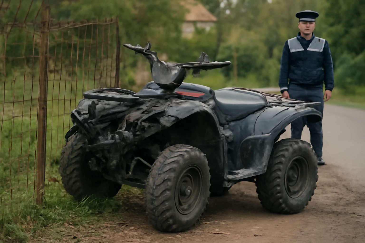 ATV distrus în Argeș: fără permis și a refuzat testele biologice
