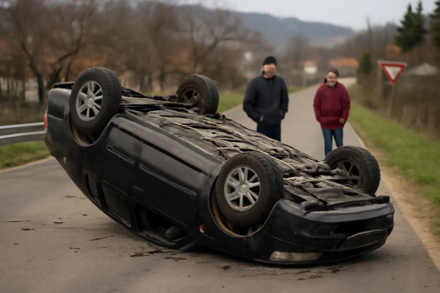 autoturism s-a răsturnat pe raza unei comune