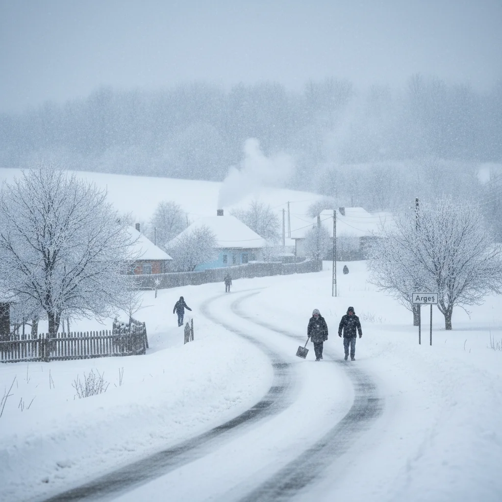 Avertizare meteo la Pitești: Argeșul intră sub cod galben de ninsori și viscol de Crăciun