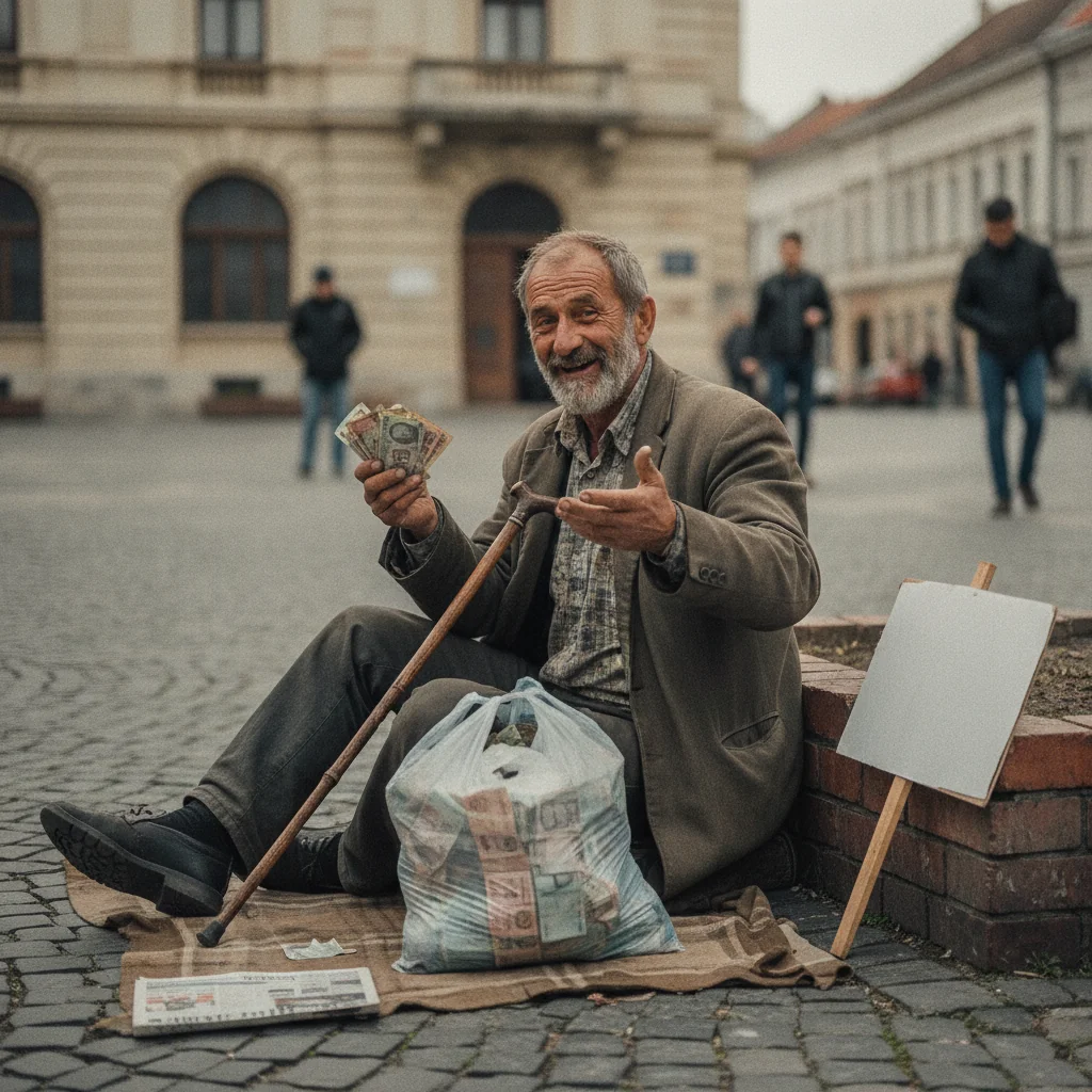 Bărbat cu pensie de 3.500 lei, prins la cerșit în Pitești: câștiga 1.000 lei/zi