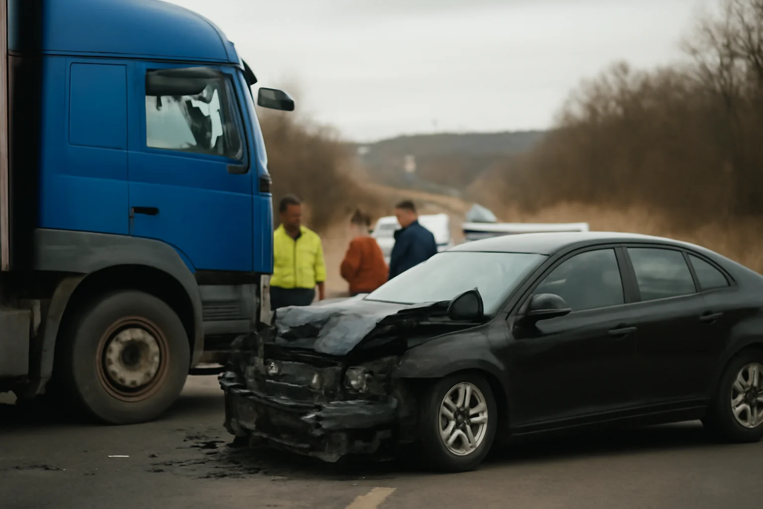 camion și autoturism implicate, trafic afectat