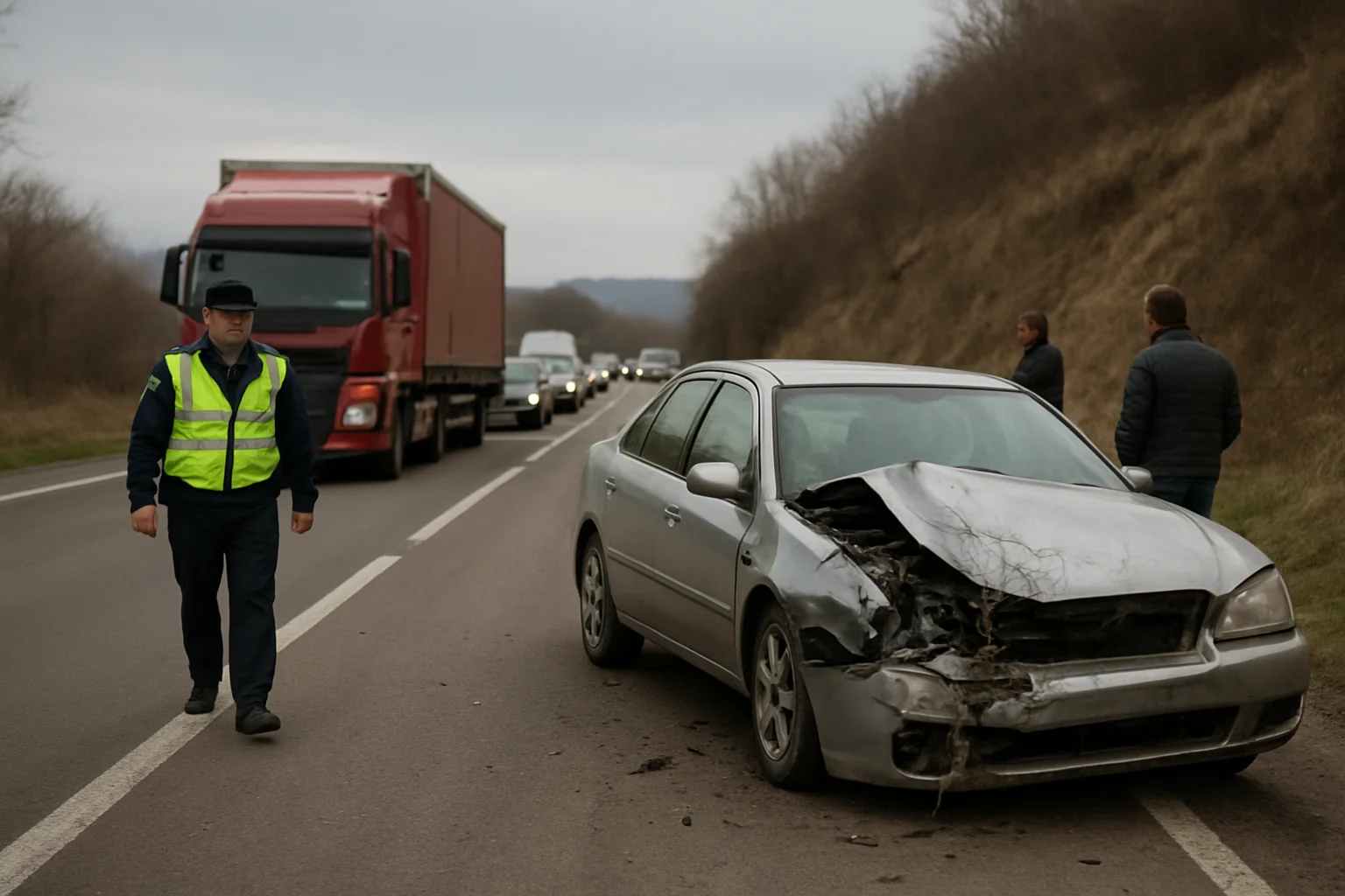 Trafic deviat pe DN 65 după accidentul cu trei camioane pe DEx 12, la Oarja