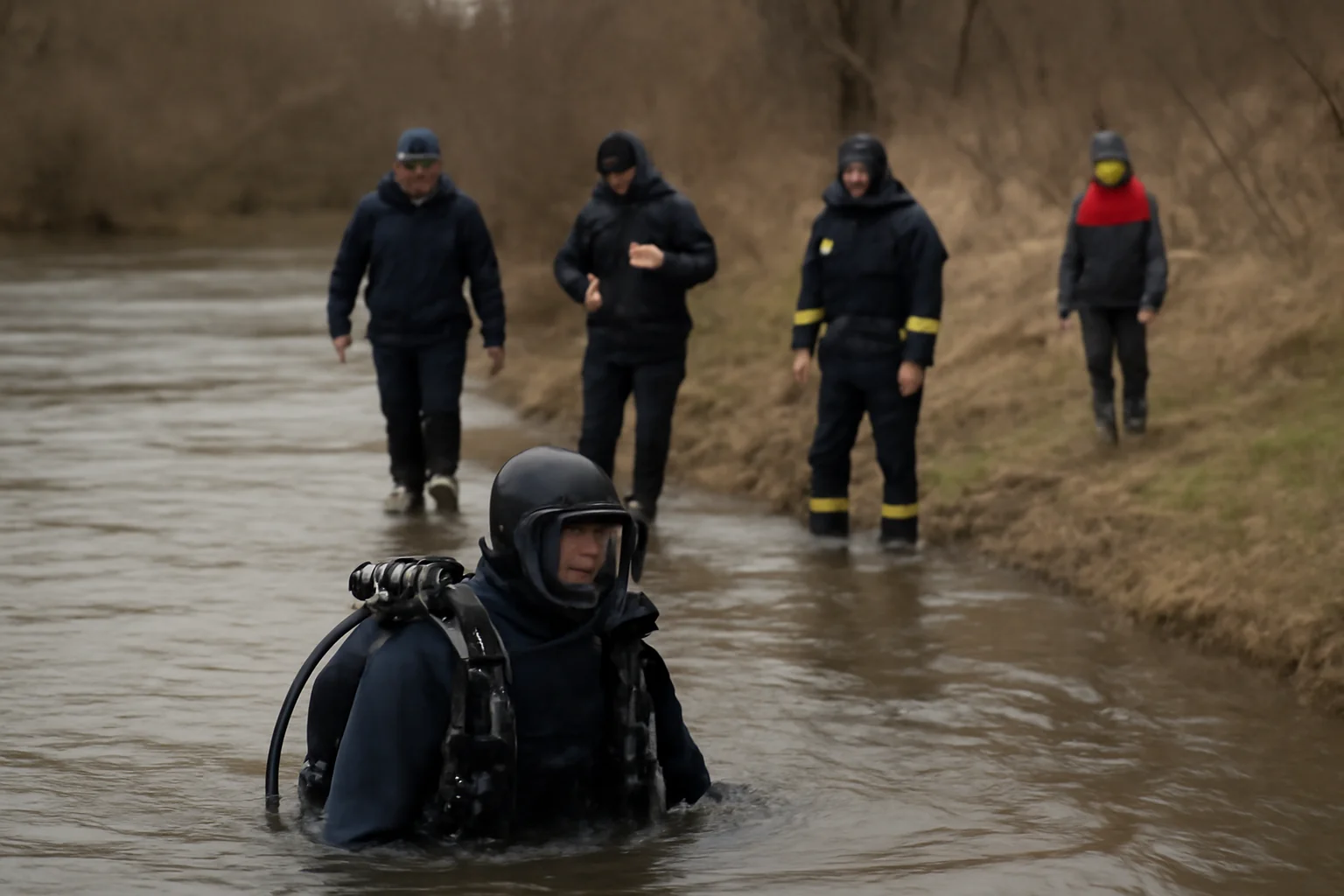 doi copii au ajuns în râu de pe derdeluș, intervin scafandrii în căutări
