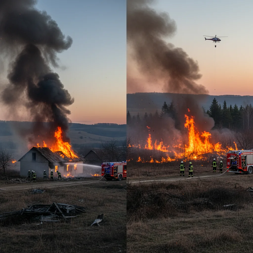 Două incendii izbucnite aproape simultan în județul Argeș, intervenții coordonate de pompieri, anunțate la Pitești