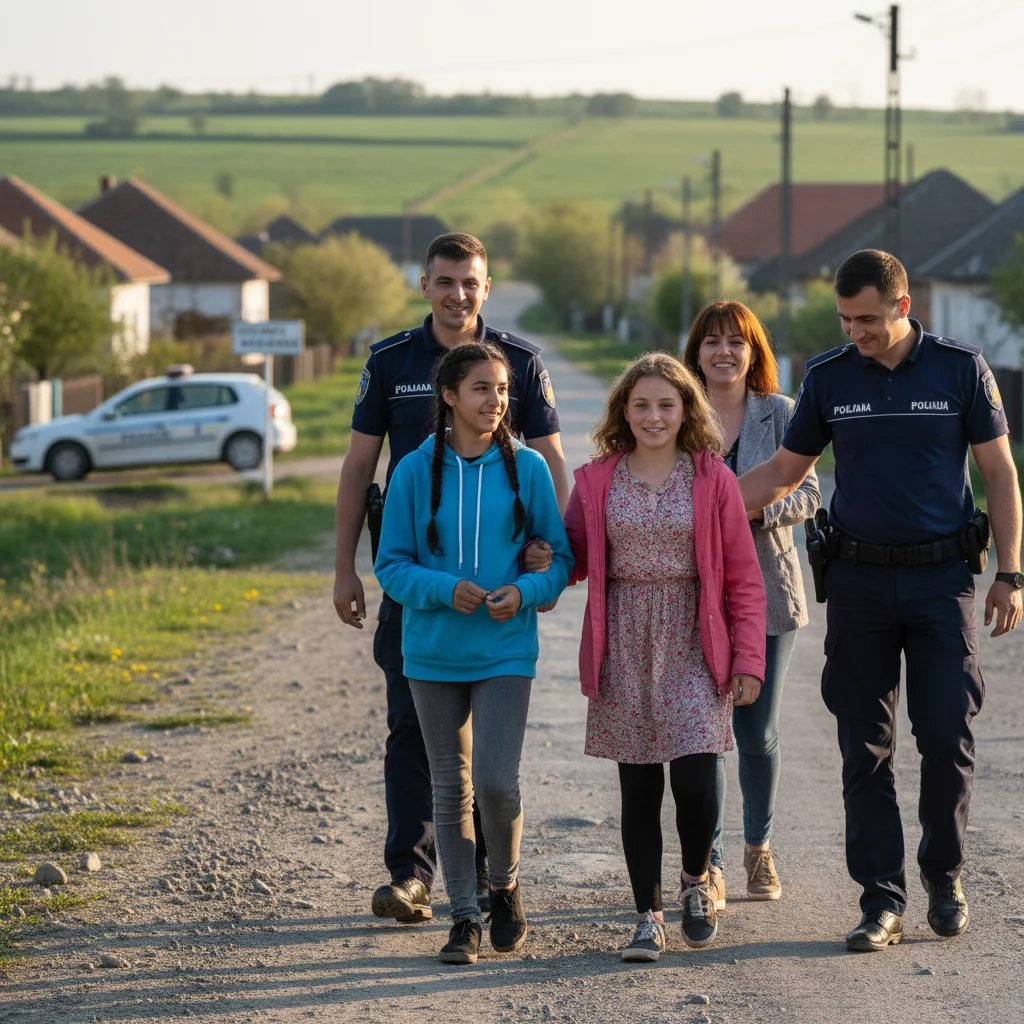 Două minore plecate dintr-un centru de tip familial din Topoloveni, găsite de polițiști în comuna Călinești, județul Argeș