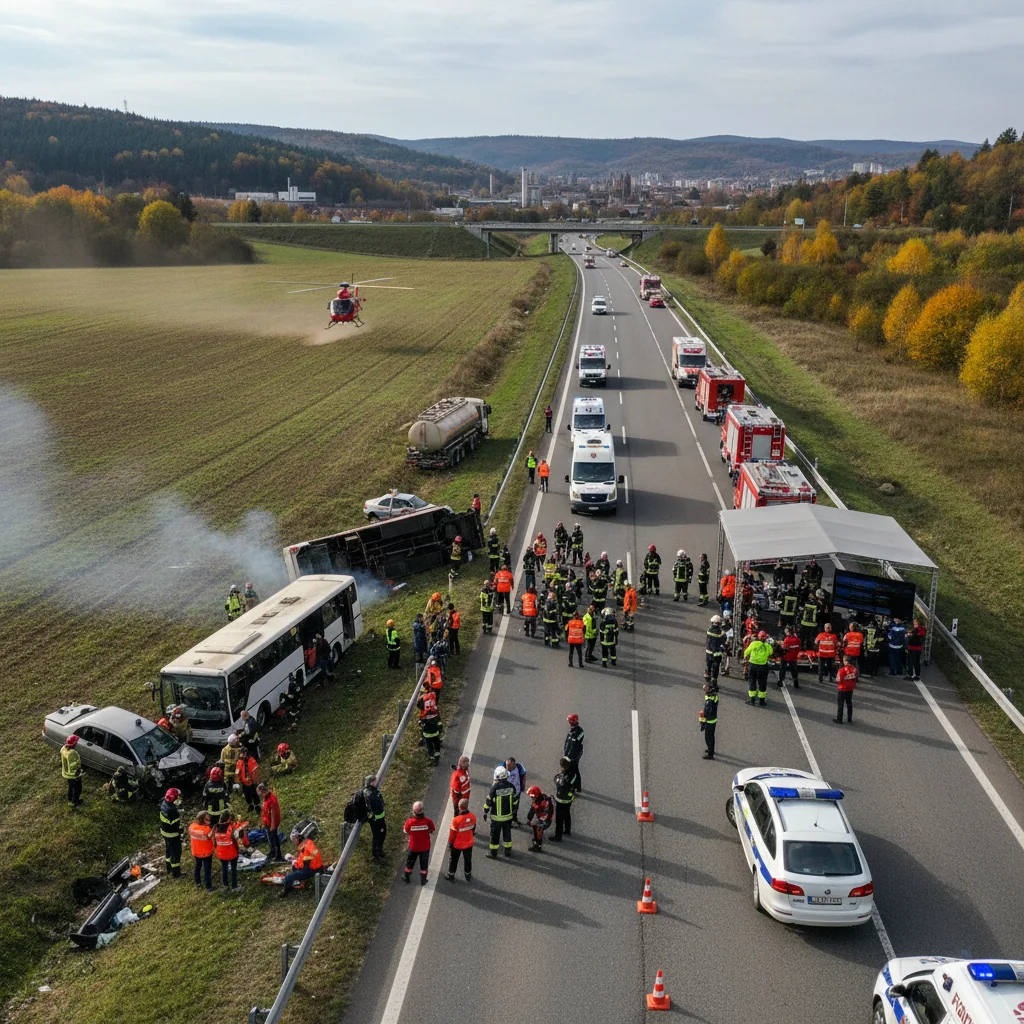 Exercițiu de intervenție pentru accident major organizat lângă Pitești de ISU Argeș