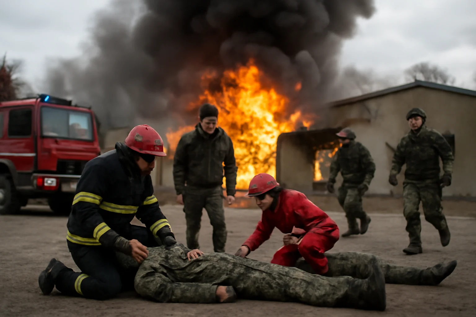Explozie la unitate militară, mai multe persoane rănite grav