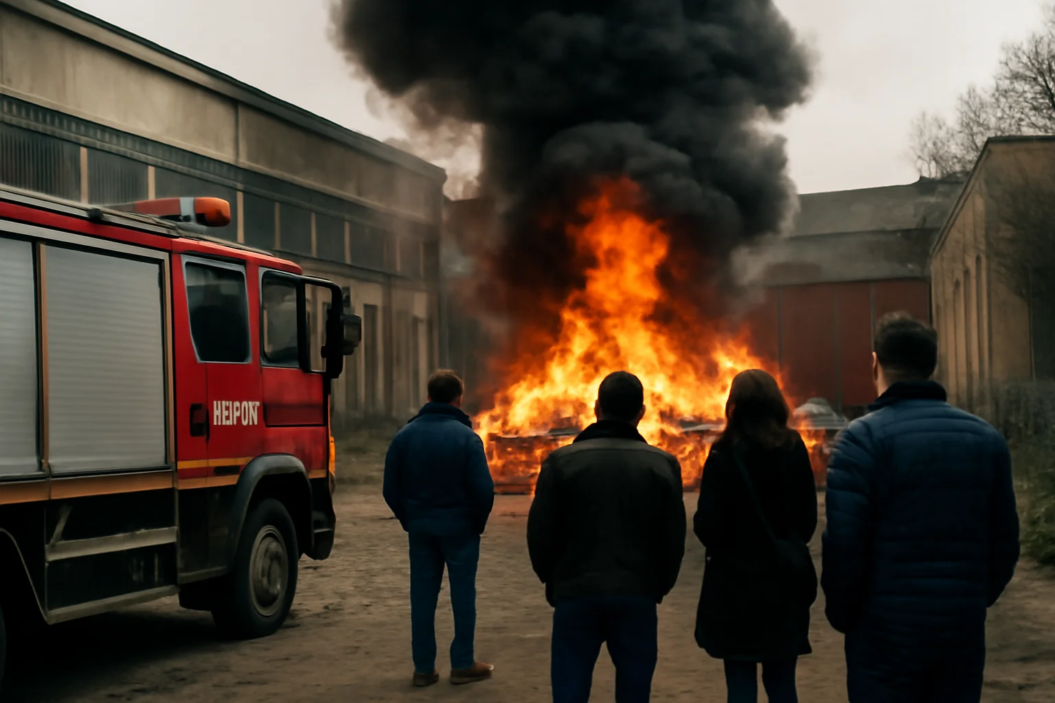 Flăcări puternice izbucnite în perimetrul unei unități de producție