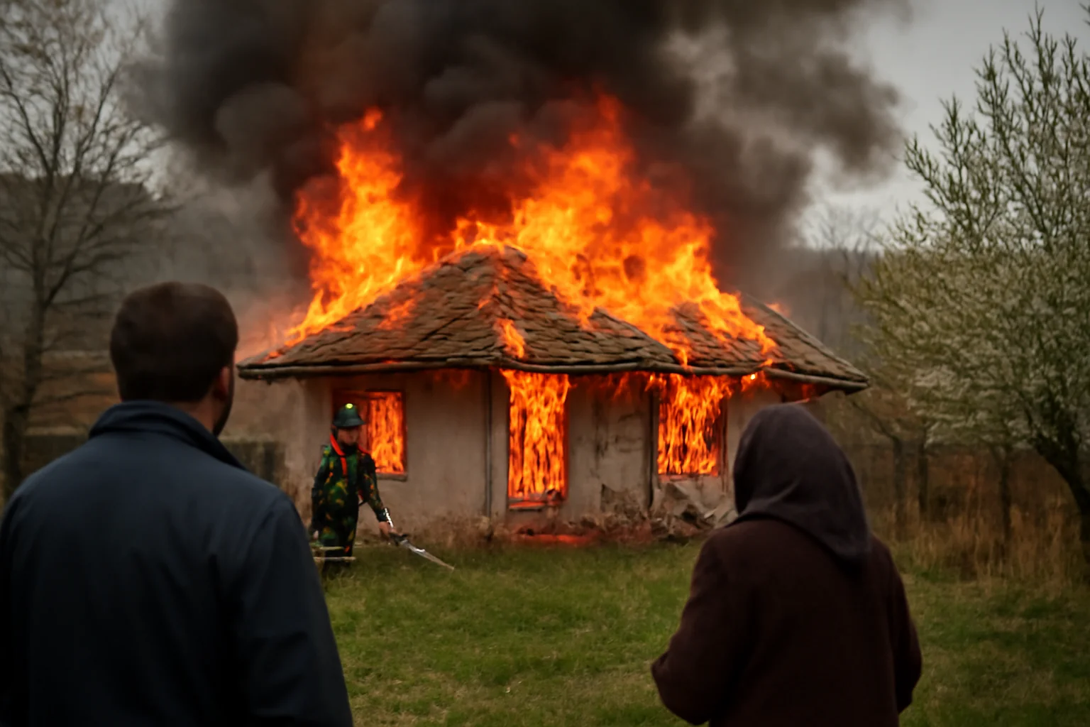 Foc de proporții la o gospodărie din județul Argeș