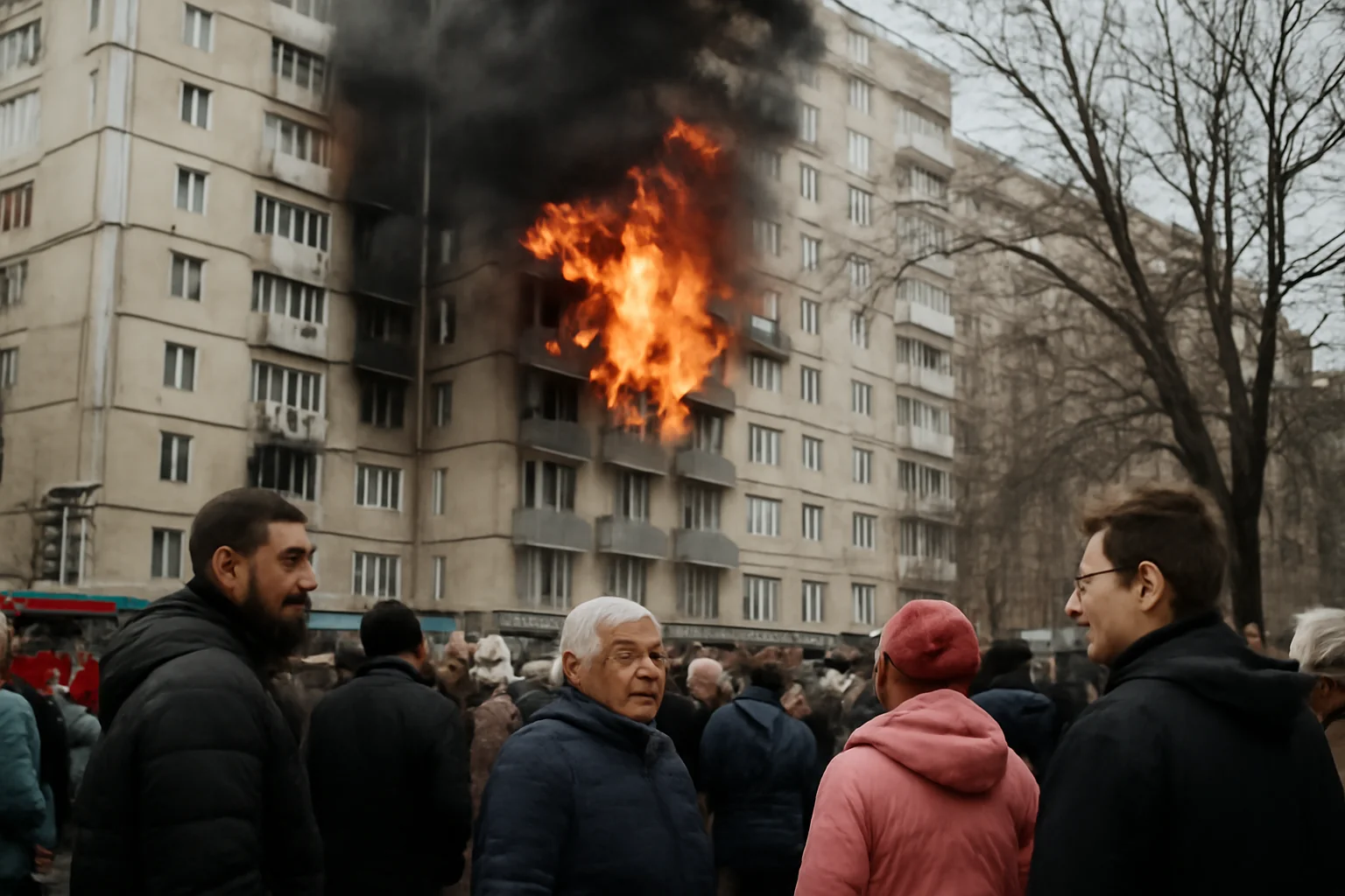 Incendiu devastator evacuând zeci de oameni din blocuri