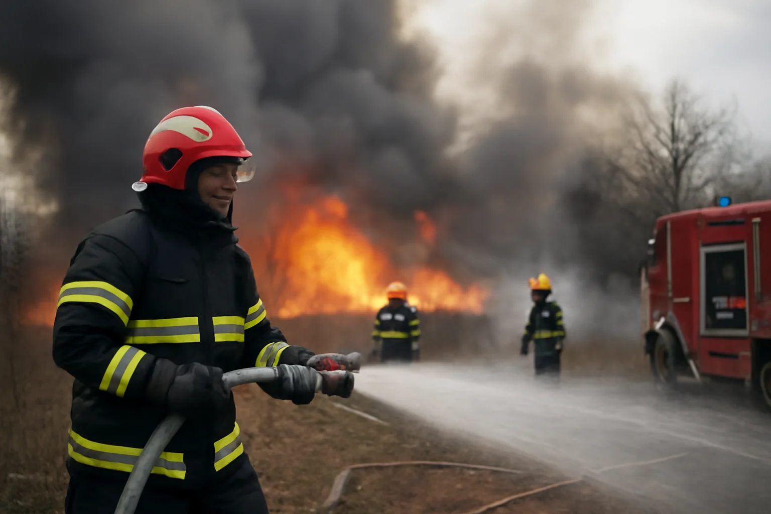 Incendiu în județul Argeș, pompierii intervind rapid