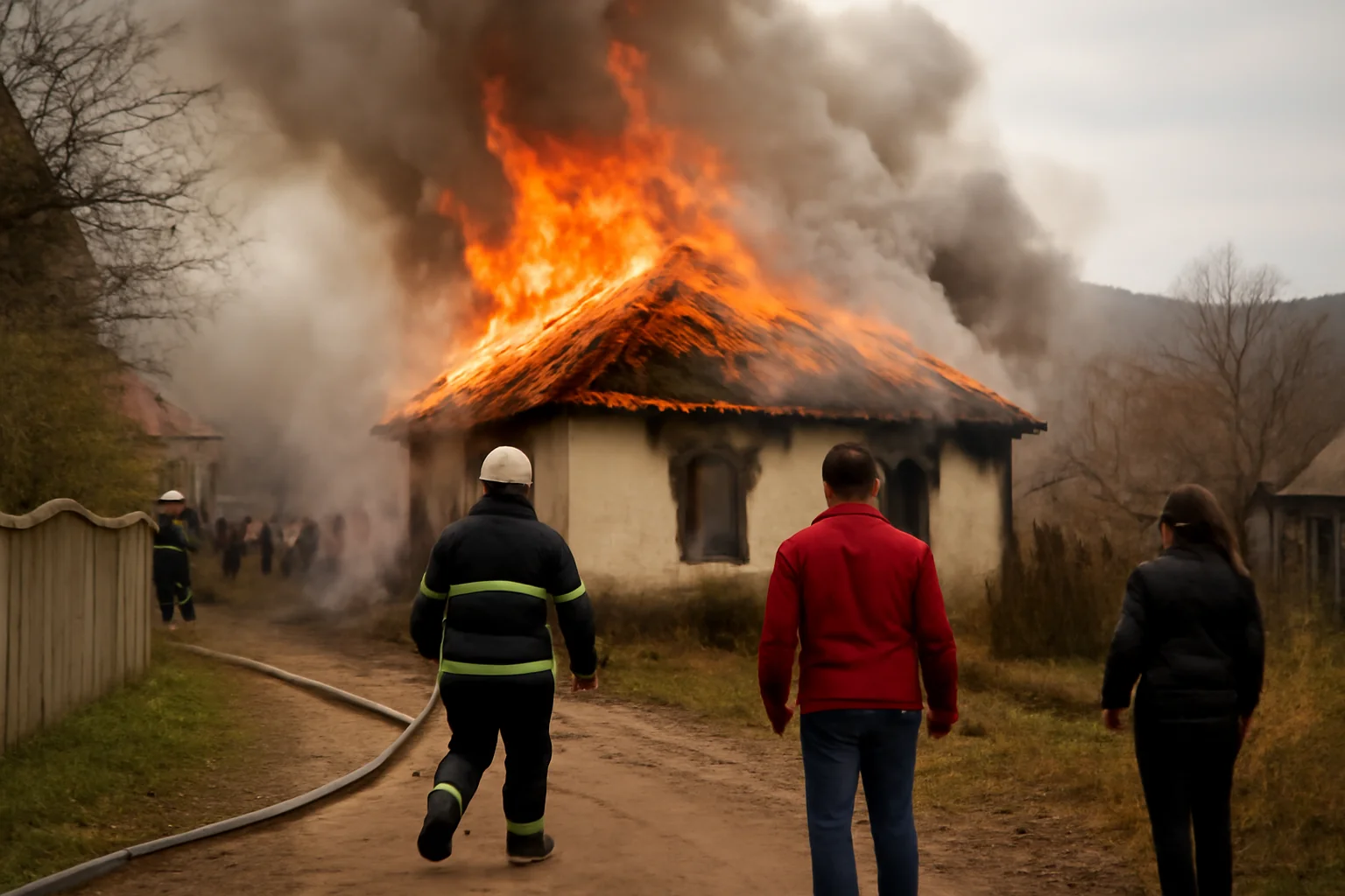 Incendiu la acoperișul unei case din Păuleasca, investigat de pompieri din Pitești