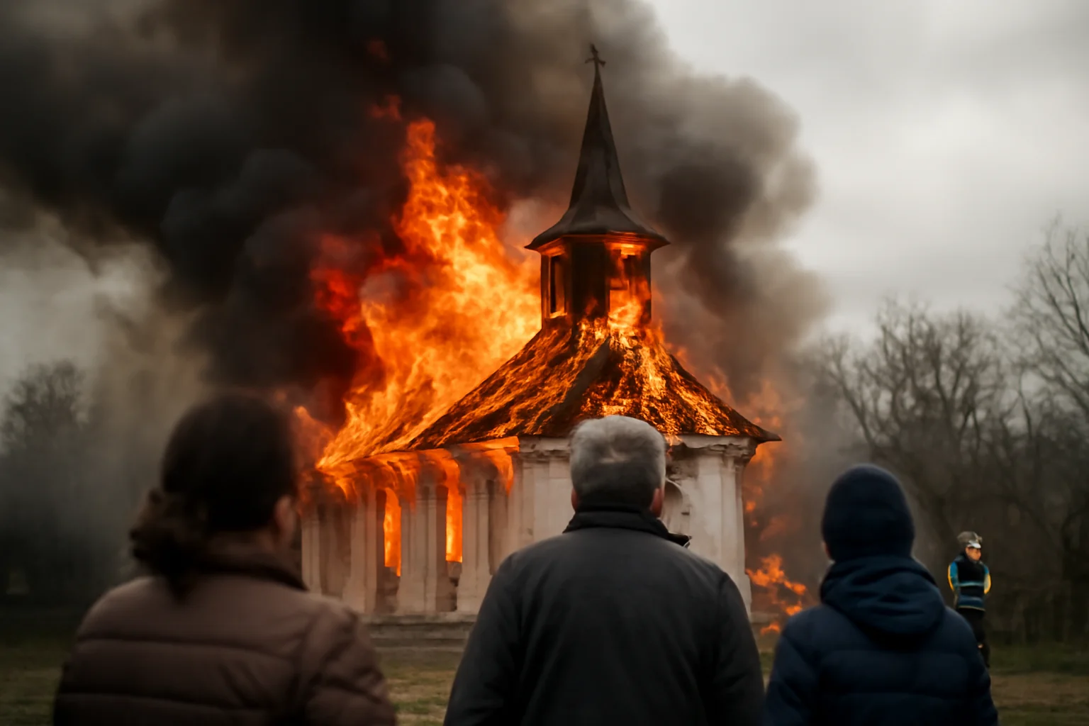 Incendiu violent cuprinde o biserică în această dimineață