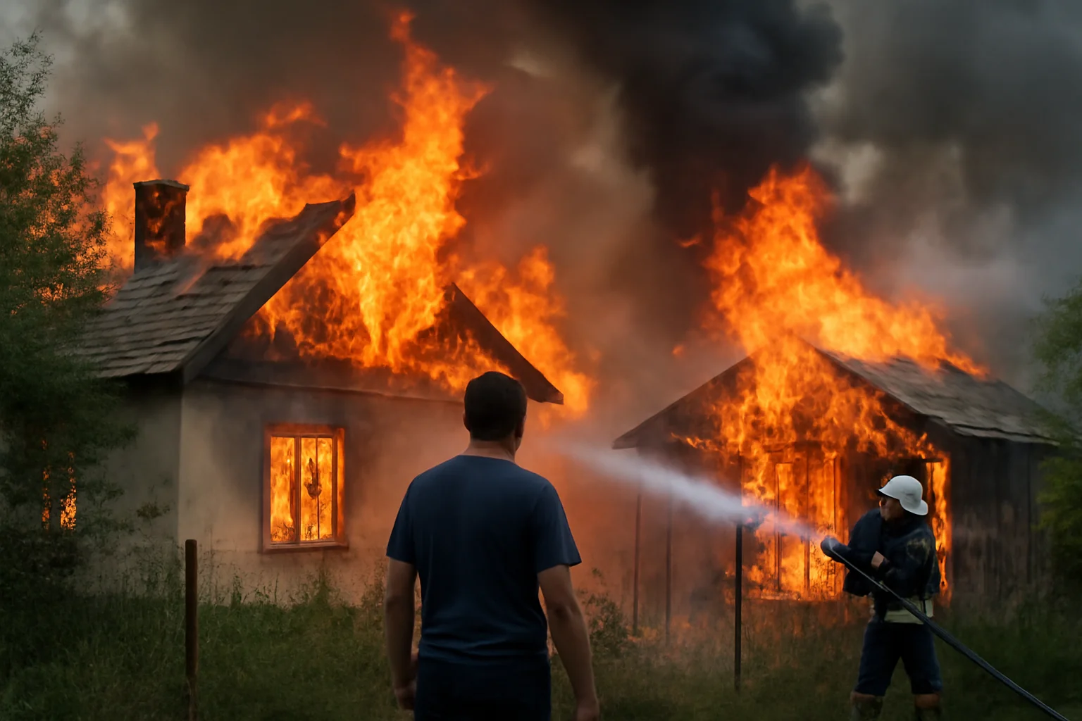 Locuință cuprinsă de un incendiu violent, focul a ajuns și la anexa gospodăriei