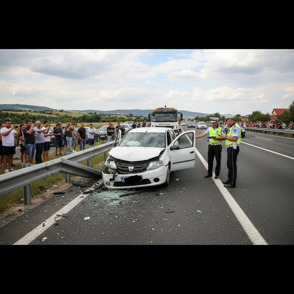 Logan lovit de glisieră, detalii în curs