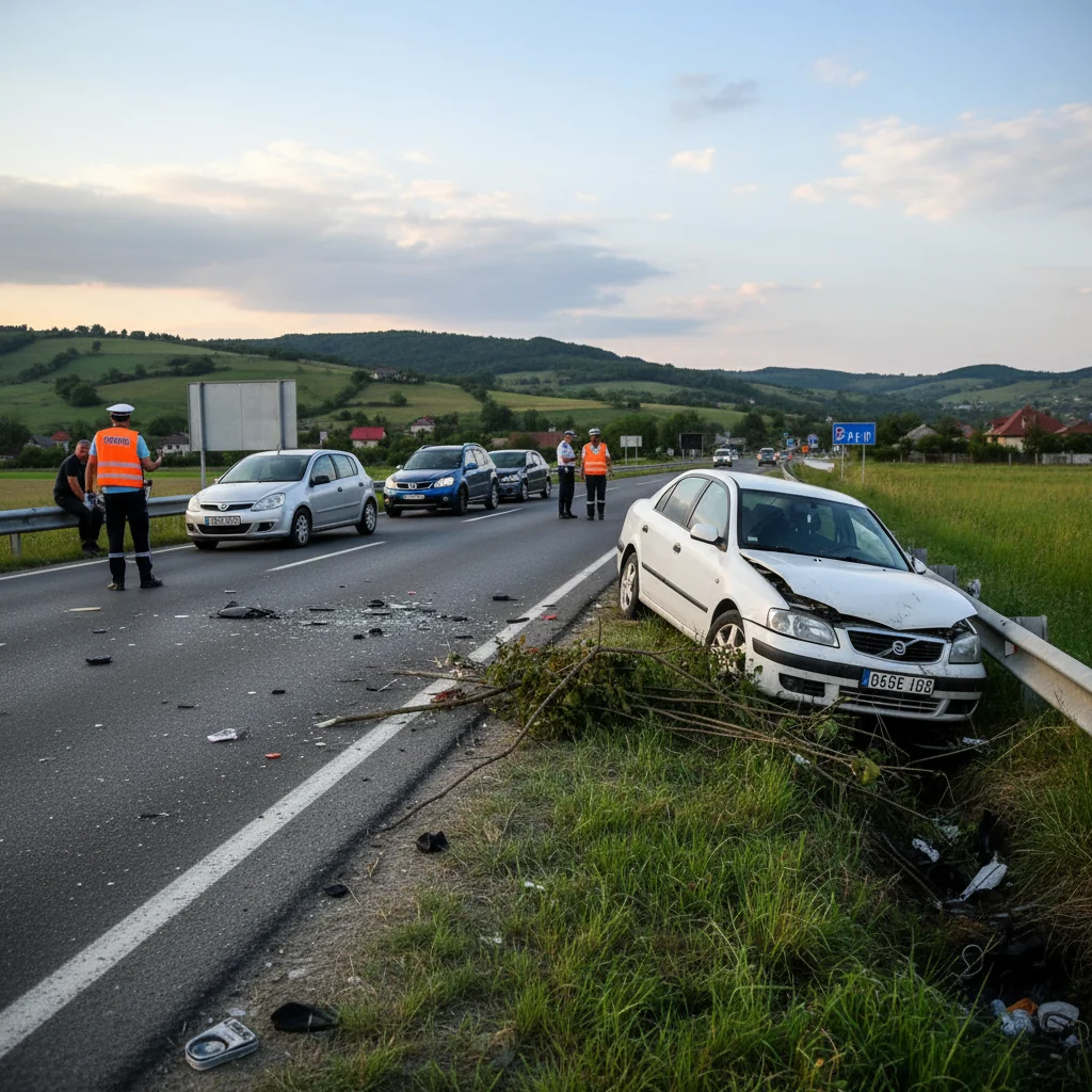 Mașină ieșită în șanț într-un incident rutier