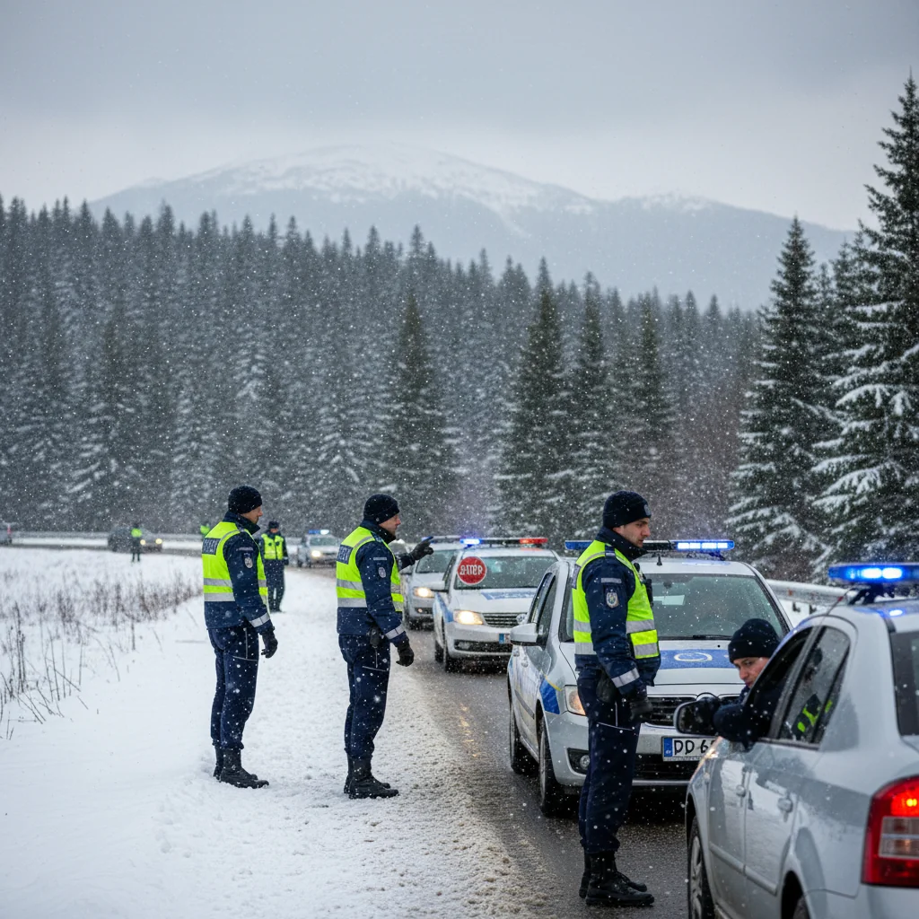Măsuri suplimentare ale polițiștilor rutieri din Pitești pe durata codului galben de ninsori