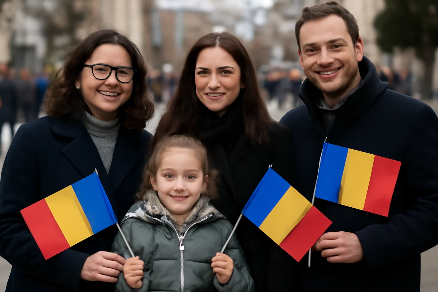 Micii Uniri sărbătorită în centrul Piteștiului cu zâmbete în culorile tricolorului la Clinica Dr. Teo