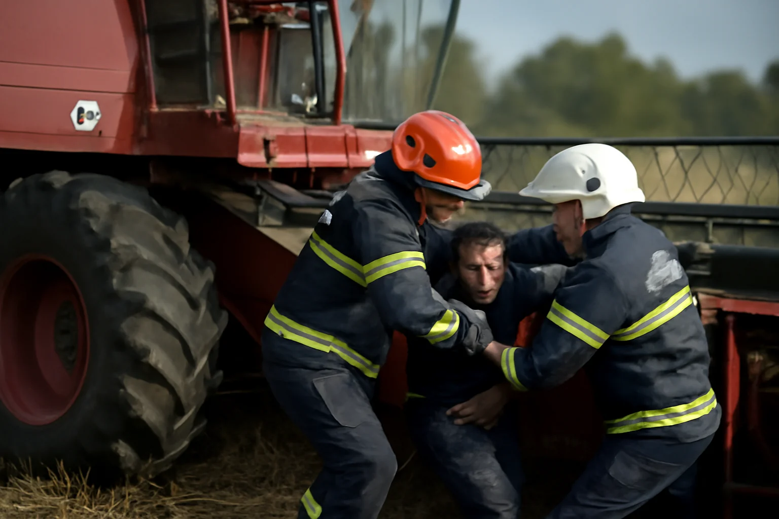 Persoană blocată într-un utilaj agricol, intervenție urgentă în Argeș