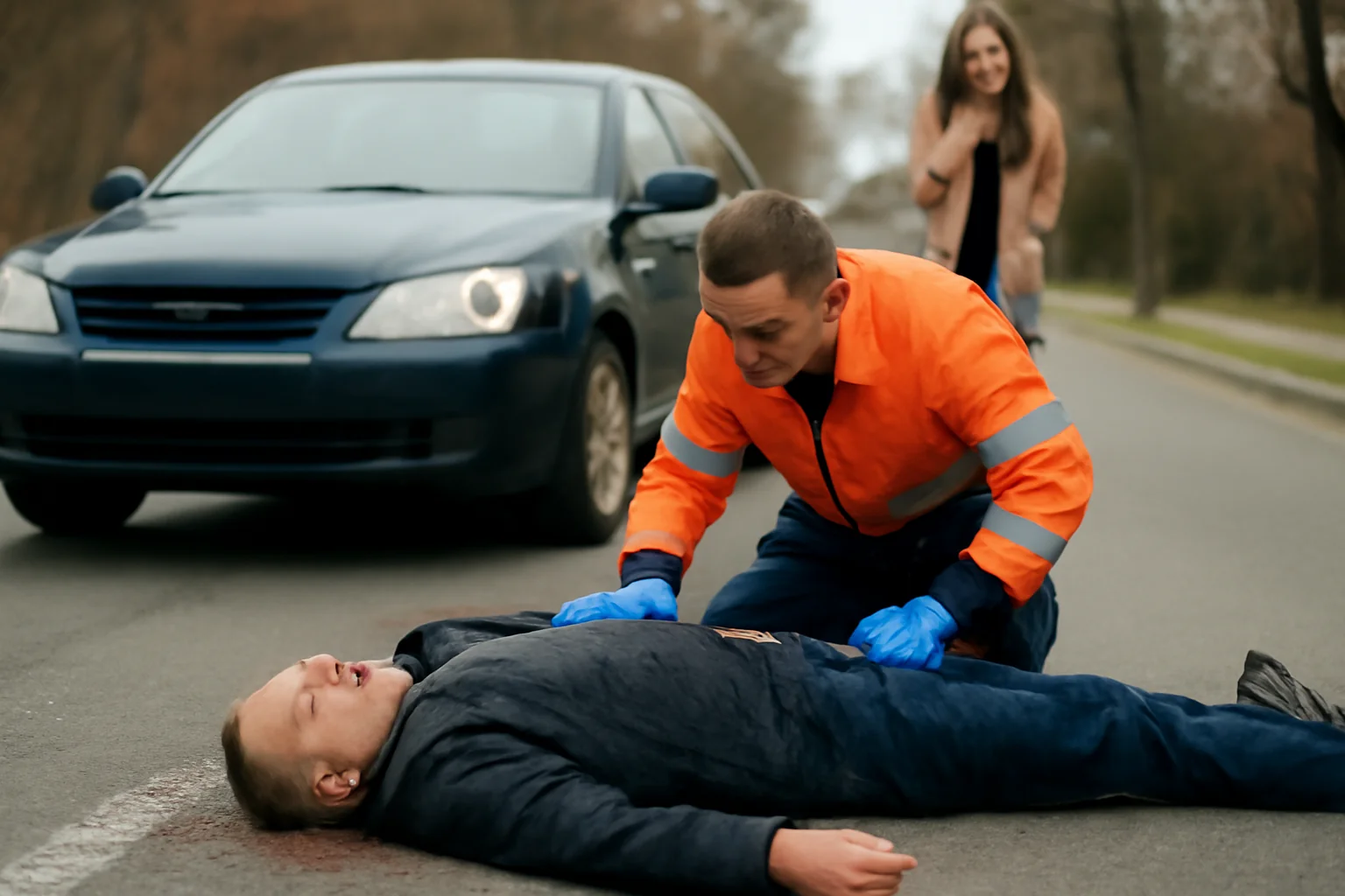 Pieton lovit violent pe șosea, găsit în stop cardio-respirator