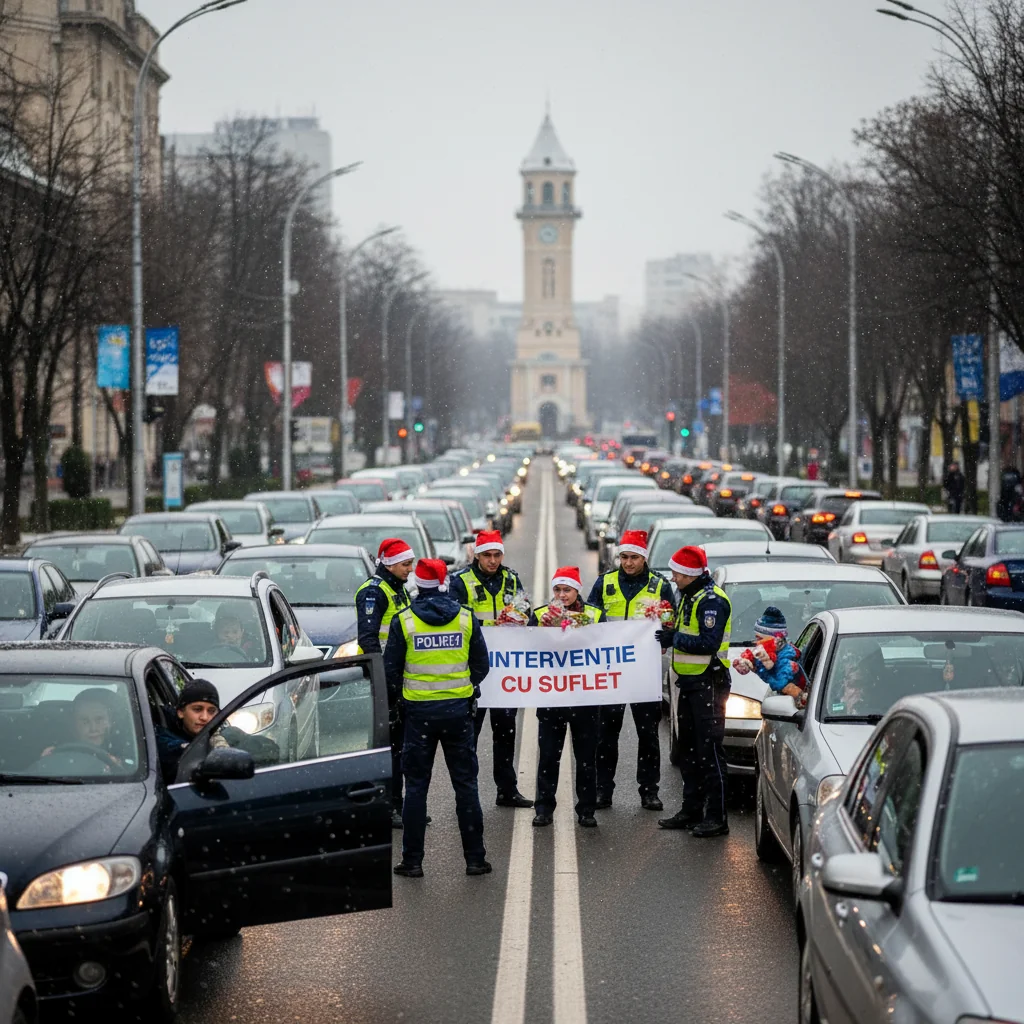 Polițiștii opresc traficul pentru o intervenție emoționantă ce a impresionat șoferii