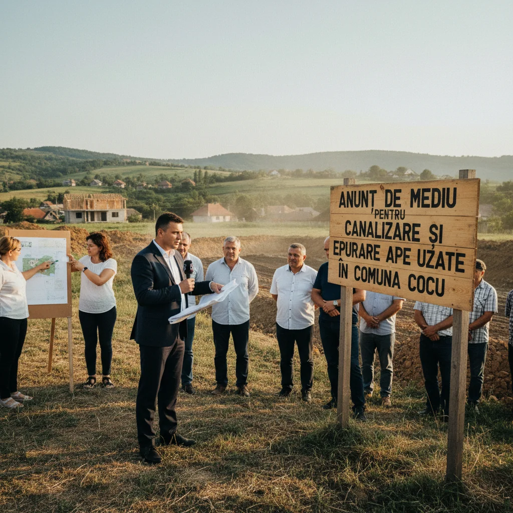 Proiect de canalizare și epurare ape uzate în comuna Cocu, anunț de mediu legat de Pitești