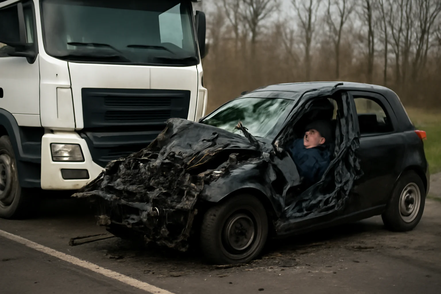Șofer decedat pe loc după ce autoturismul a fost lovit violent de un camion