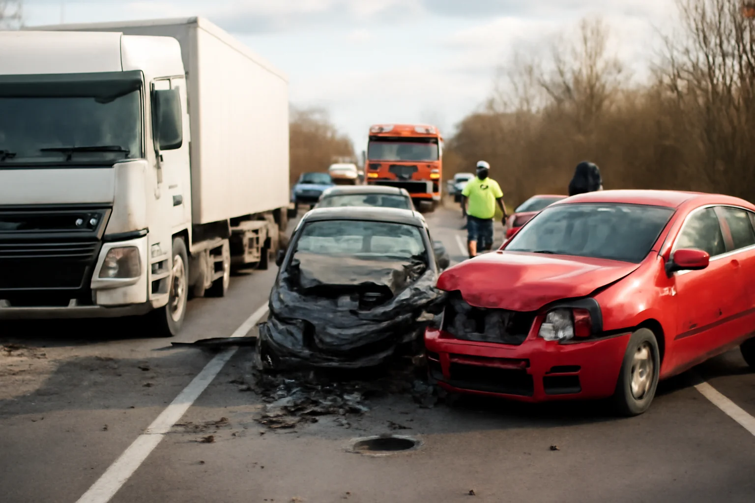 Trafic blocat la Pitești după un accident grav între un TIR și două mașini