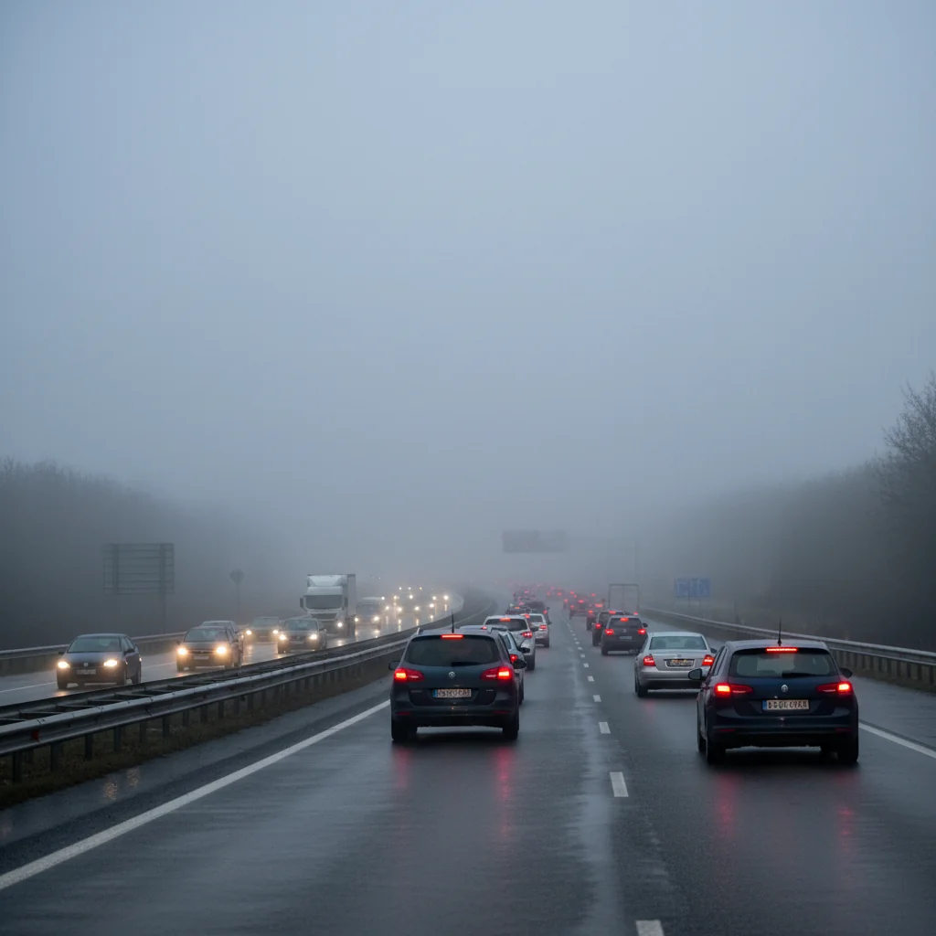 Trafic îngreunat de ceață densă pe autostrada A1 București–Pitești, anunță Centrul INFOTRAFIC Pitești