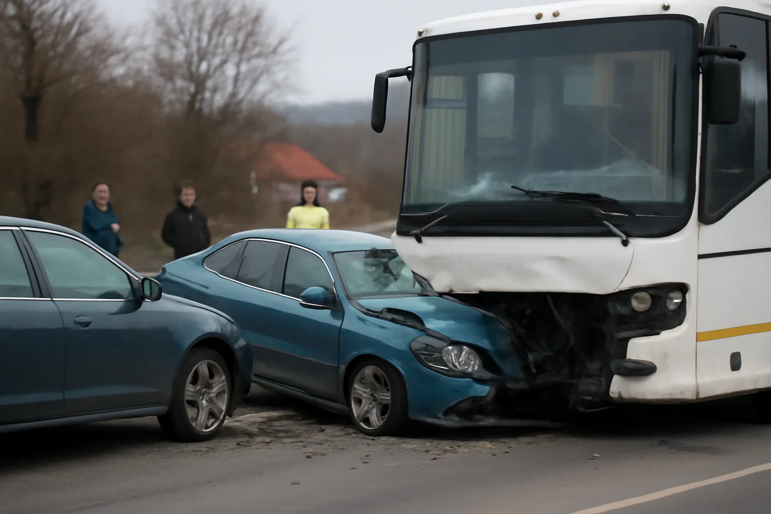 Trafic îngreunat lângă Pitești după un accident între autobuz și două mașini pe DN 73
