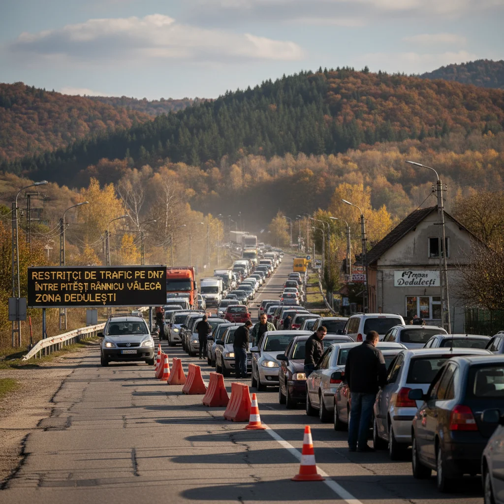 Trafic restricționat pe DN7 la Dedulești, între Pitești și Râmnicu Vâlcea, până la final de 2025